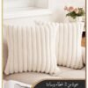 Alruht Set of 2 Throw Pillow Covers, Soft Striped Decorative Pillow Covers, Cushion Cases for Sofa, Couch, Bedroom, Living Room (Cream White, 45x45cm)