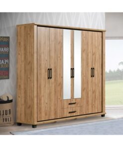 Home Box Belfort 6-Door 2-Drawer Wardrobe With 2 Mirrors And Lock 58 x 218 x 240 cm