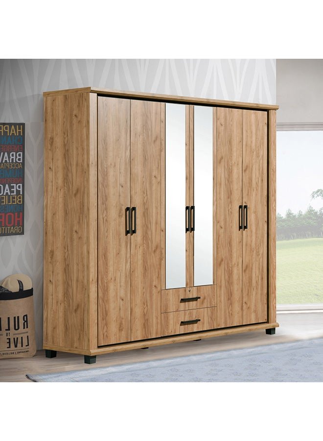 Home Box Belfort 6-Door 2-Drawer Wardrobe With 2 Mirrors And Lock 58 x 218 x 240 cm