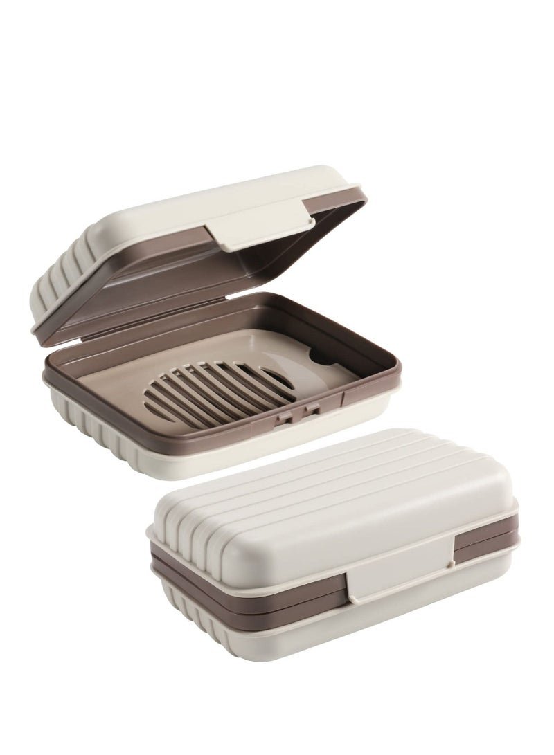 Travel Soap Holder Box, 2 Pack Container Case, Portable Bar Dishes with Drain for Traveling, Camping, Hiking, Gym, Bathroom, Vacation, Outdoor Shower, Clean Dry Suitcase