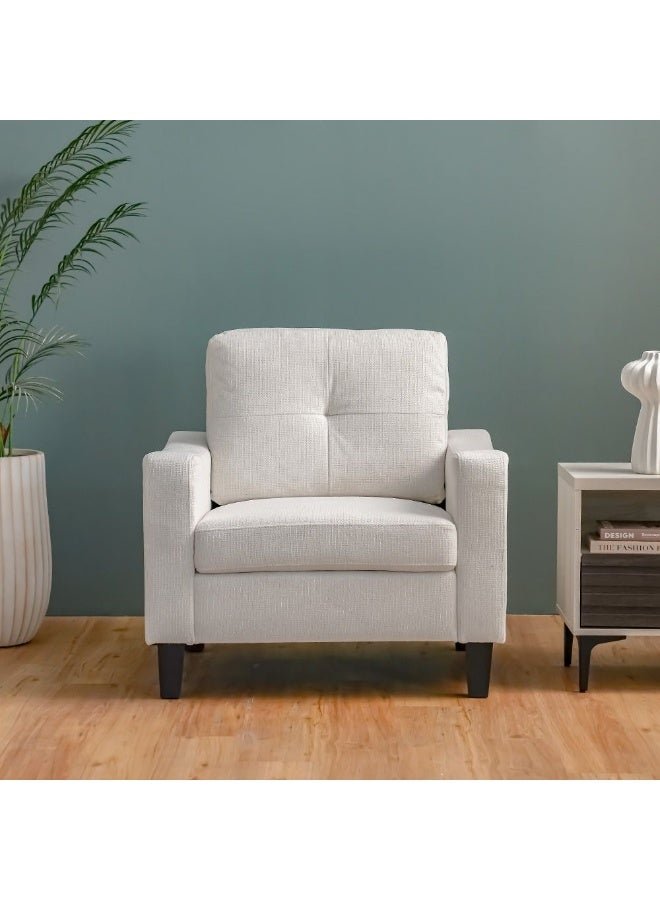 DANUBE HOME Supreme 1 Seater Fabric Sofa Armchair Modern Design Single Seater Accent Chair Comfortable Living Room Furniture L91Xw80Xh88Cm - Cream - Image 3