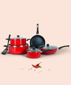 DELICI 10 Piece Nonstick Cookware Set with Tempered Glass Lids, Heat Resistant Handles, 10X Tougher Nonstick Coating, Quick & Even Heat Distribution, Includes Saucepan, Wokpan, Frypan & Milkpan Kitchen Cooking Food Preparation Set - NCS10R