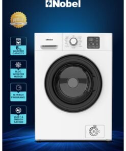 Nobel 6 Kg Inverter Front Load Fully Automatic Washing Machine, 16 Wash Programs, Child Lock, High-Temp Sterilization, Delay Start, LED Display, Energy Saving – NWM775 (1 Year Warranty) 6 kg 1900 W NWM775 White