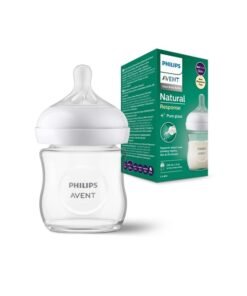 Philips Avent Glass Natural Response Baby Feeding Bottle 120Ml, 0M+, Slow Flow Nipple | No.1 Brand Recommended By Moms Worldwide | Natural Response Technology Mimics Breastfeeding | Uniquely Designed Nipple Releases Milk Only When Baby Drinks