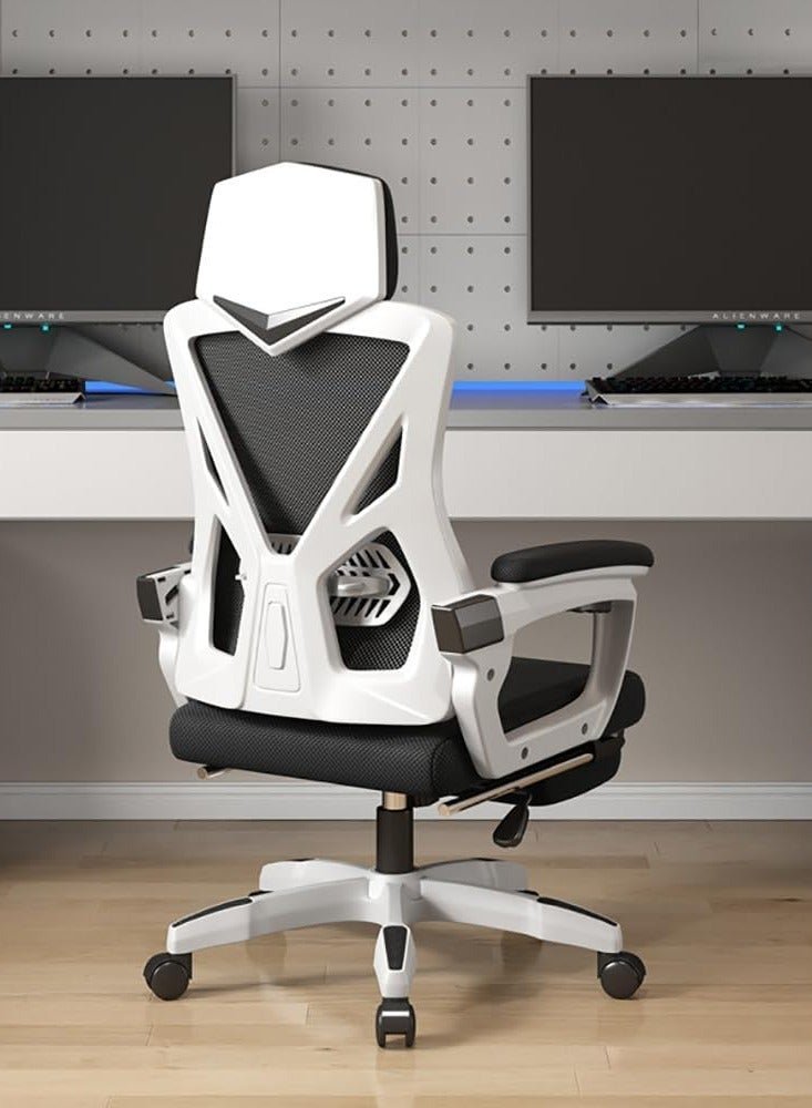 CityRiya-Long Office Chair Ergonomic Desk Chair Big and Tall Computer Desk Chairs Gaming Chair Executive Mesh Chair with Adjustable High Back Game Chair Computer PC Chai Chair for Home Office(z1-white) - Image 3