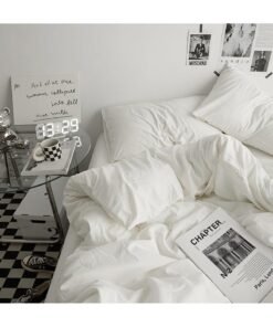 INFOSUN Duvet Cover Set King Size 4 Pcs, Include 1 Quilt Cover 220 x 240cm & 2 Pillow Cases 50 x 75cm & 1 Bedsheet 230 x 250cm, Super Soft Quality Cotton Bedding Set, NO Comforter - Milkshake White