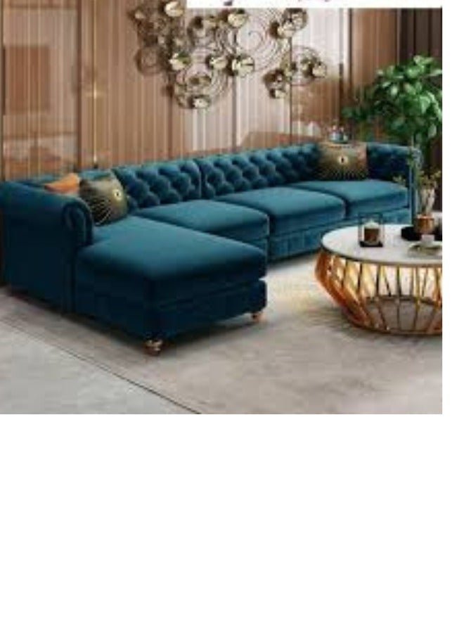 Maharat Al Bahar AMAZING OFFER! Brand New L-Shape Comfy Sofa Set – Velvet Fabric & Stylish Design