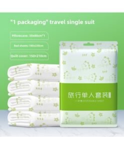 Disposable Bed Sheets Travel Hotel Quilt Cover Pillowcase Travel Three-piece Set Double Dirty Bedspread Quilt Cover Bath Towels-Color:Regular Three-piece Set For Single Person (printed Version)