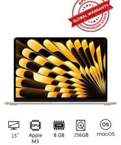 Apple New 2024 MacBook Air 15-inch Display, Apple M3 Chip 8-Core CPU 10-Core GPU Processor/8GB RAM/265GB SSD/Intel UHD Graphics English/Arabic Starlight