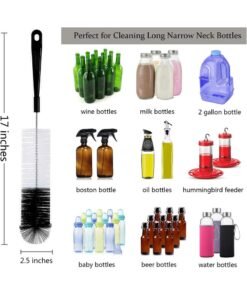 Gonice 8-Pack Bottle Cleaning Brush Set - Long Handle Black Bottle Cleaner for Washing Narrow Wine/Beer Bottles/Thermos/Flask Tumbler/Sport Well/Kettle/Lid Brush, Straw Brush