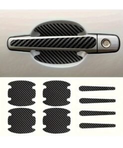 PAMEER 8pcs Carbon Fiber Car Door Handle Covers - Scratch-Resistant, Reinforced Paint Protection for Left Side
