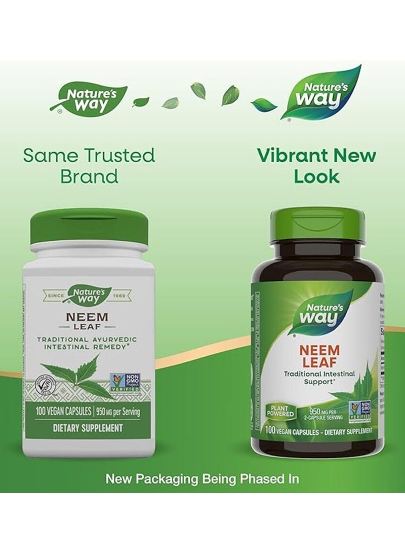 Nature's Way Dietary Supplement Premium Herbal Neem Leaf 950 Mg - 100 Capsules