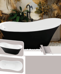 Prestige acrylic freestanding bathtub – 180 × 80 cm (glossy black)