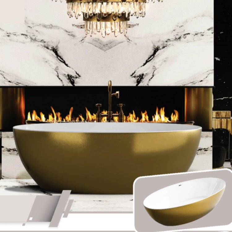 ROYAL-GOLD Acrylic Freestanding Bathtub 175×105 cm