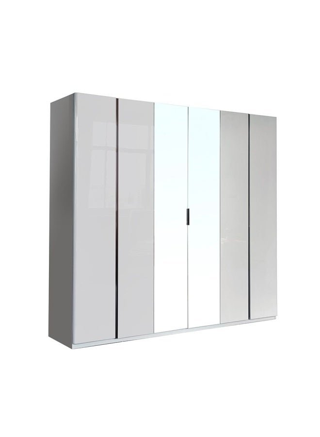 DANUBE HOME Santelmo 6 Door Wardrobe w/ Mirror -HG Light Grey