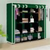 Maison & Cuisine Polypropylene Collapsible Wardrobe 12 Shelves Storage Unit Almari Closet Clothes Storage Rack Quick and Easy to Assemble Foldable Almirah (W 88170, Green)