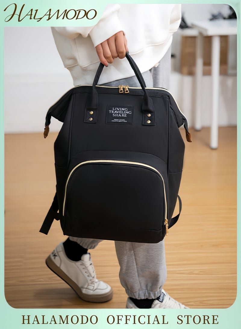 HALAMODO Multi-Function Waterproof Baby Diaper Bag Mom’s Travel Backpack Large Capacity Baby Care Bag Fashionable Durable Shoulder Strap and Handheld Design
