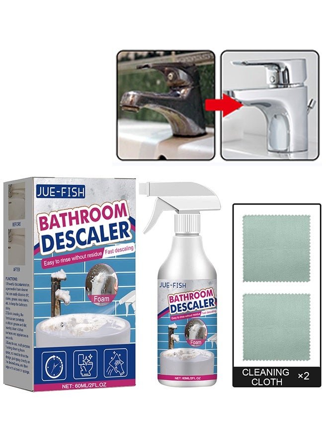 JUE-FISH Bathroom Descaler Foam Spray, Stubborn Stains Cleaner, Stubborn Stains Cleaner, All Purpose Bubble For Toilet, Kitchen, Car, Carpet And Kinds Of Floors, 60ML