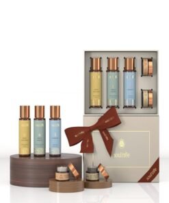 SoulTree Self-Care Essentials Kit | Ayurvedic Bath & Body Care Gift Set | Ayurvedic Shampoo, Shower Gel, Face Balm, Moisturiser & Clay Mask | Organic Skincare Gift Box for Men & Women | Paraben & Sulphate Free Travel Kit