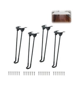 Heavy Duty Folding Table Legs 12.6 Inch Metal Feet for Sofa Bed Cabinets Home DIY Black Set of 4 with Screws
