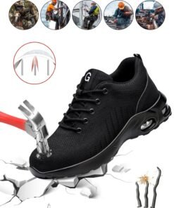 Men’s Steel Toe Safety Shoes, Lightweight Non-Slip Work Sneakers with Kevlar Midsole, Breathable Industrial Safety Shoes for Construction & Warehouse (43 EUR/270mm)
