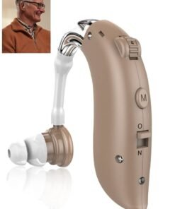 Hearing Aid, Rechargeable Hearing Amplifiers with Noise Reduction, Digital Personal Sound Amplifier Devices for Seniors with Volume Control (Brown)