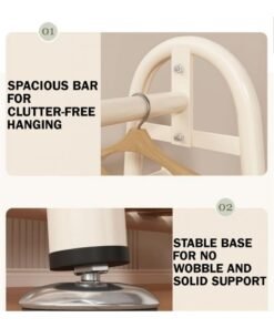Alternative view of Alissa Heavy-Duty 2-Tier Clothes Rack with Basket, Hooks & Bottom Shelf – Large White Wardrobe Organizer (170×150×40cm)