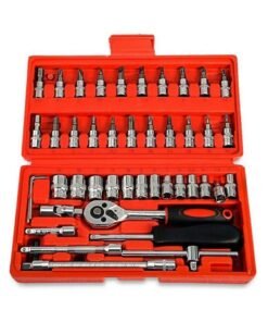 BLOOMING TIME 46 Piece Drive Ratchet Wrench Set Bit Socket Extension Bar for Auto Repairing Household use with Storage Case