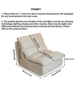 XINYUEMAIC compression sofa, high-density foam couch, chenille flannelette comfortable single chair, leisure reading chair, suitable for living room, bedroom, game room (off white)