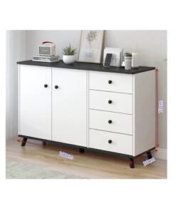 Alternative view of CityRiya-Long Multi-Functional Storage Cabinet,Modern Chest of Drawers,Dresser,White Buffet Sideboard Cabinet Coffee Stand,with 4 Drawers and 2 Doors for Household Items and Kitchenware Dresser, Buffet Sideboard for Living Room, Dining Room and Bedroom(GLC104)