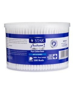 Star Cotton Swabs 500 Pieces - Soft & Flexible Ear Buds - 100% Pure Cotton Double-Ended Cotton Buds - Premium Quality Disposable Swabs - For Babies, Personal Care & Cleaning - Assorted Colors
