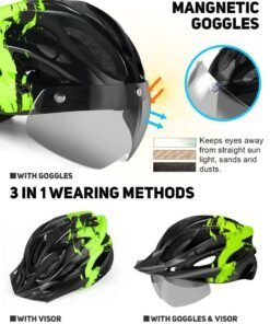 Alternative view of Arabest Bike Helmet with USB Rechargeable LED Light Detachable Goggles and Sun Visor, Mountain & Road Bicycle Helmets for Men Women Adult Cycling Helmets