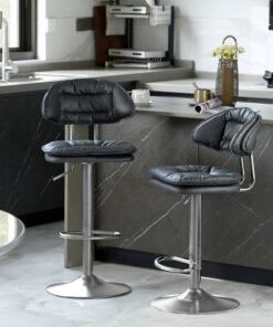 Sharpdo 2PCS Bar Chair,High Back Small Round Stool, Comfortable Adjustable High Bar Chair with 360°Swivel Perfect for Home Kitchen Counter Dining High Footrest Stool