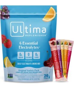 Ultima Replenisher Daily Electrolyte Powder – Original Variety Pack, 20 Stickpacks – Zero Sugar Hydration Packets with 6 Electrolytes and Minerals – Sugar Free, Plant Based & Keto Friendly​ Drink Mix