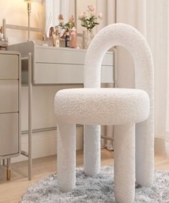 C&C Home Modern Single Sofa Comfy Fluffy Vanity Chair Elegant Furry Makeup Desk Chairs for Bedroom Living Room 47 x 44 x 77 Centimeter