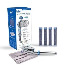 blu Ionic Shower Head and Shower Filter - Handheld - Travel Edition 10cm - Removes Chlorine & Harmful Pollutants - Prevent Hair Loss & Moisturize Your Skin, Chrome