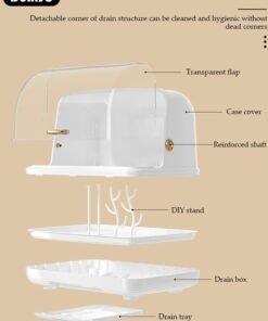 Alternative view of DUNISO Baby Bottle Drying Rack, Vertical Baby Bottle Storage with Anti-dust Cover and Detachable Bracket, Tableware Drying Rack with Pull-Out Drain Board, Portable Kitchen Cabinet Organizer with Haft, Cup Storage Box for Home Kitchen