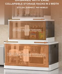 Toshonics Collapsible Storage Cabinet Rack with Wheels, Heavy-Duty PP Material, Glossy Modern Design, Foldable and Portable, Multi-Layer Storage for Home, Office, Kitchen, Bathroom, Outdoor Use, Secure Double Door Lock, Easy to Clean and Assemble, Available in 6 Sizes for Versatile Storage Needs - Image 4