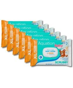 Aquation Baby XL Scrubby Wipes - Extra Large 12.5x7.5” Scrubbing Dot Textured Wipes with Vitamin E - Hypoallergenic, Dermatologist Tested, Gentle Care (25 CT, 6 Pack, 150 Total)