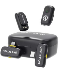 Hollyland LARK A1 Combo Wireless Microphone System – Dual Mic Set for 2 People, Noise Reduction, USB-C & Lightning for iPhone & Android, 2.4GHz Transmission, Space Gray