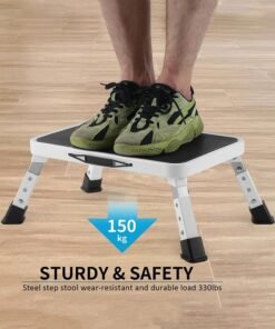 Alternative view of Garlo Folding Step Stool, Height-Adjustable Step Stool with Non-Slip Platform, Step Ladder for Adults or Kids in Kitchen, Home, 150KG Capacity