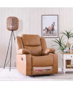 DANUBE HOME Marji 1 Seater ManuaAir Leather Recliner With Cupholder and Storage Modern Design One Seat Relaxing Chair Living Room Furniture 97x94x104cm Brown