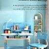 Bybeo Enlarged Kids Table and Chair Set, Multifunctional Children's Reading Study Activity Desk, Ergonomic Toddler Chairs, with Storage Drawer, Bookcase, Double Shelves, for School Student Writing Studying