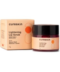 Cureskin Lightening Lip Scrub for Men and Women, Exfoliate & Brighten with Walnut Shell Powder, Beetroot & Squalane, Lip Scrub for Dark Lips to Lighten Pink