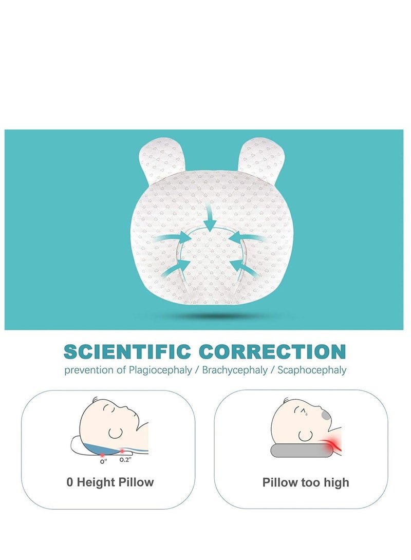 MIXDE Baby Pillow - Infant Support Head Pillows Soft Baby Nursery Pillows Unisex Newborn Head Shaping Pillow Support Head Sleep Pillows 0-12 M