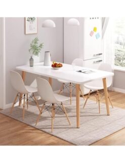 Dining Table, Modern Coffee Table Lunch Table with Solid Wooden Legs, Simple Square Side Desk Kitchen Table for Small Space Like Home Living Room Kitchen Dining Room Lounging Cafeterias (Retangular, 120 * 60 * 73CM)