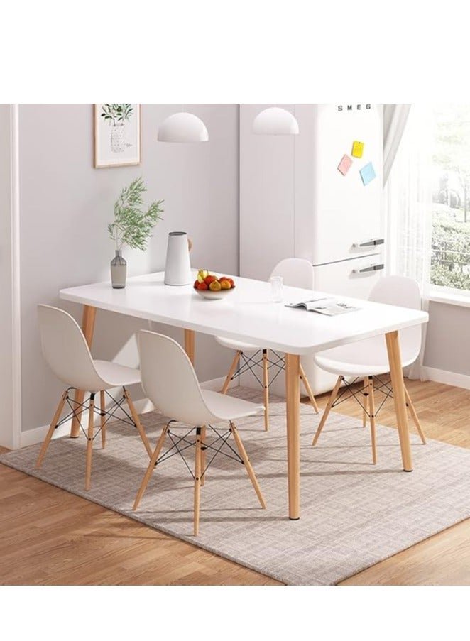 Dining Table, Modern Coffee Table Lunch Table with Solid Wooden Legs, Simple Square Side Desk Kitchen Table for Small Space Like Home Living Room Kitchen Dining Room Lounging Cafeterias (Retangular, 120 * 60 * 73CM)
