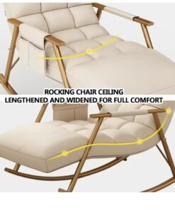 XiuWoo Upholstered High Back Adjustable Rocking Chair Lounge Chair with Padded Rocking Chair with Armrests Storage Bag Modern Lounger Sofa Can Lie or Sleep Lazy Chair for Bedroom Dorm Garden Patio Porch