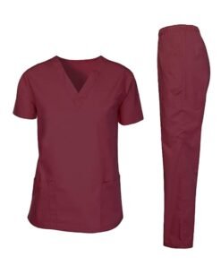 Rannah's Uniform Scrubs Medical Uniform Top and Pants Maroon Nurse Suit Set