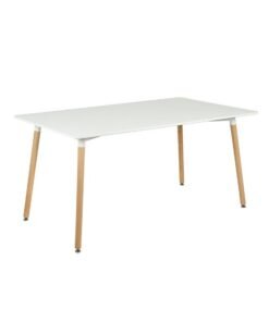 DANUBE HOME Stork 6 Seater Dining Table - Elegant White & Beech Finish, Engineered Wood & Metal, Ideal for Dining Room, L150xW90xH75cm - Stylish Furniture for Family Gatherings